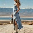 thumbnail image 4 of YueHuiYing Women's Retro Bohemian-Style Tencel and Linen Sleeveless Dress with Asymmetrical Lace Hem, 4 of 7