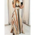 thumbnail image 1 of Robes d'Été 2024 Robe Maxi Plongeante à Rayures Colorblock FJH, 1 of 6