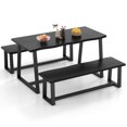 thumbnail image 2 of Costway 3 Pieces Dining Table Set 63" Large Table and 2 Long Benches for 4-6 People Black, 2 of 8