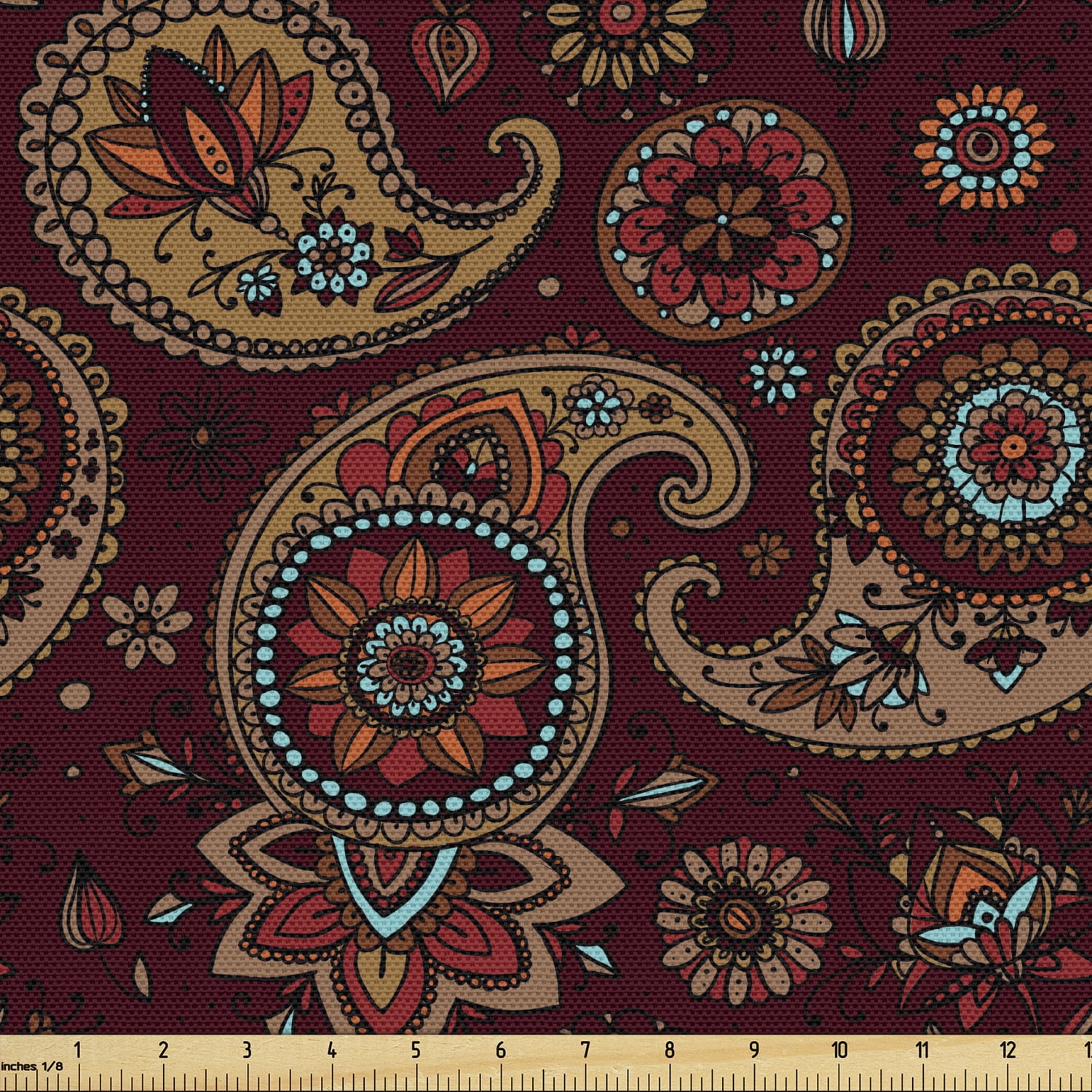 Paisley Fabric by the Yard Middle Pattern Tribal Art Bohemian Themed
