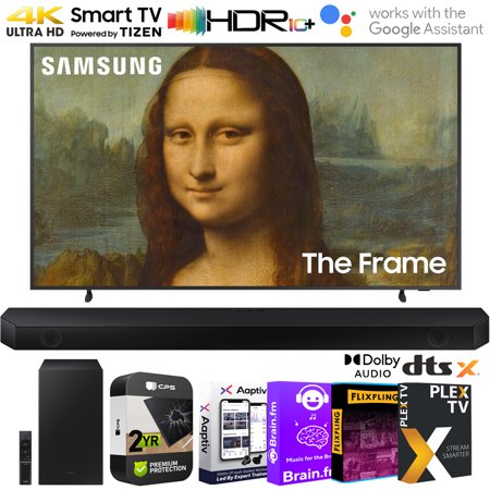 Samsung QN75LS03BA 75" The Frame QLED 4K UHD Quantum HDR Smart TV Bundle with Samsung HW-Q600B 3.1.2ch Soundbar, Audio Entertainment Essentials Bundle & 2 Year Extended Warranty