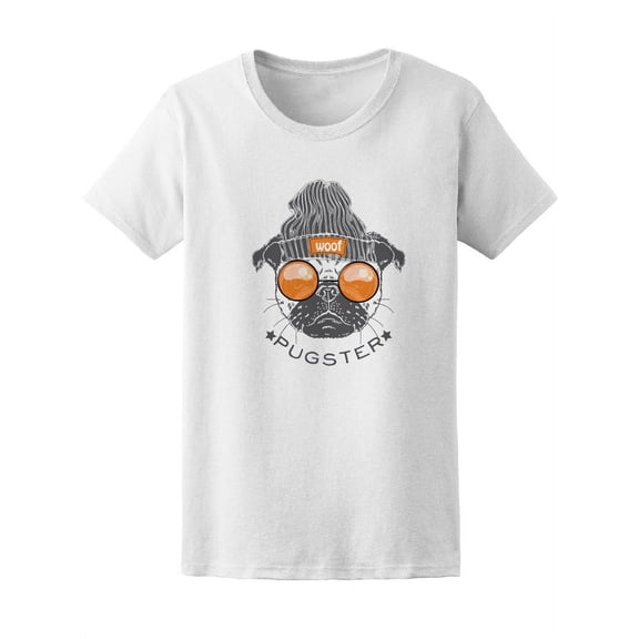 Cute Hipster Pug Cool Glasses T-Shirt Women -Image by Shutterstock, Female x-Large