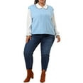 thumbnail image 2 of Agnes Orinda Women's Plus Size Sweater Vest Cable Knit Sweater Sleeveless Pullover Vests 1X Sky Blue, 2 of 7