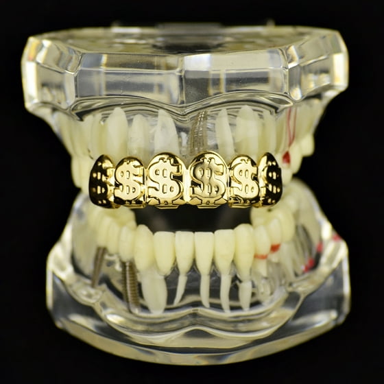 Best Grillz 14k Gold Plated Grillz Dollar Signs Cash Money Top