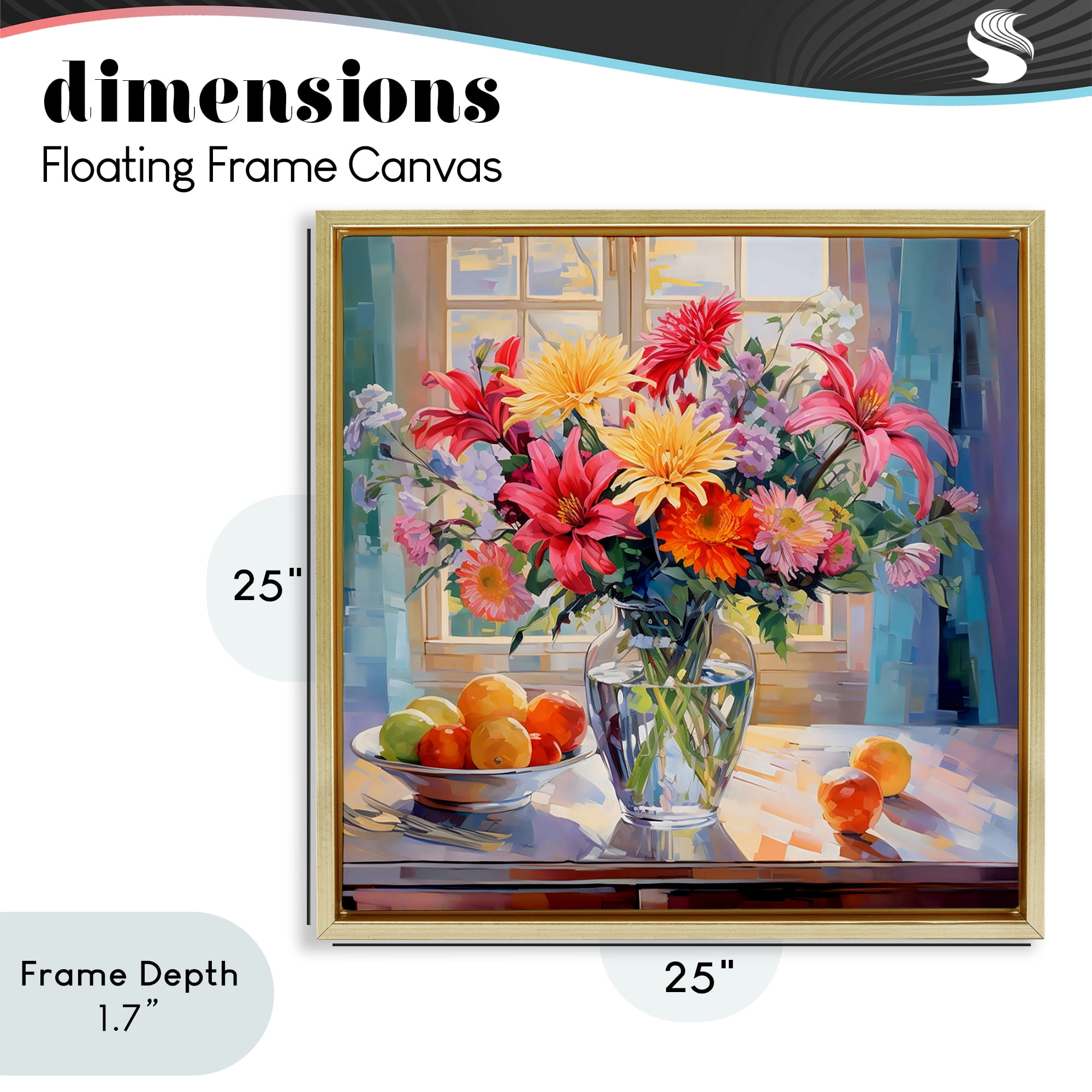 Stupell Industries Summer Flowers & Fruit Gold Framed Floater Canvas Wall Art, design by Creative Studio