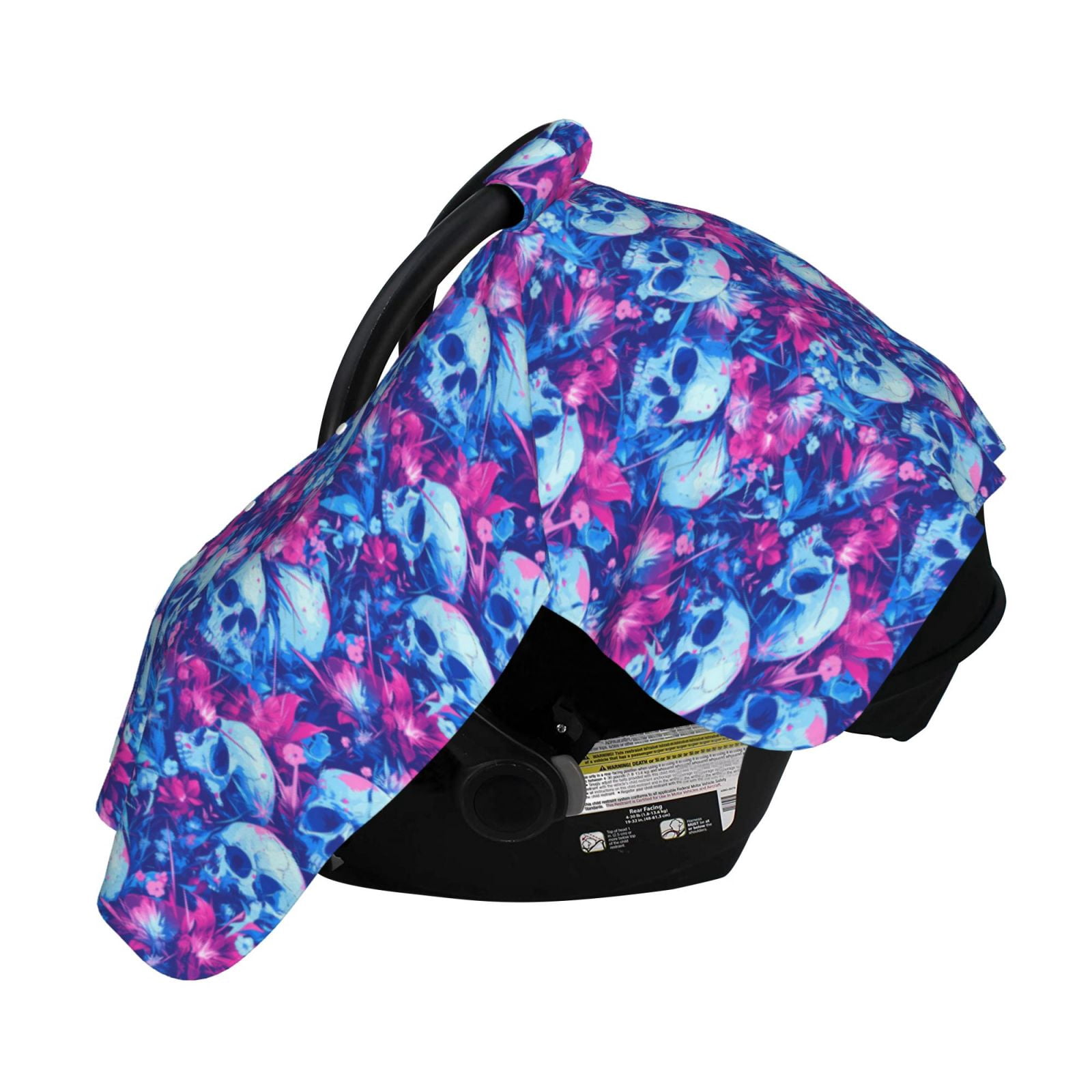 Naloa blue Skull purple flower Baby Car Seat Cover, Breathable Baby Carrier Cover, Multiuse Baby Carrier Cover & Nursing Breastfeeding Cover