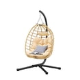 thumbnail image 6 of Uforic Outdoor Wicker Egg Chairs Indoor with Steel Stand for Patio, Bedroom, Garden and Balcony, Beige, 6 of 6