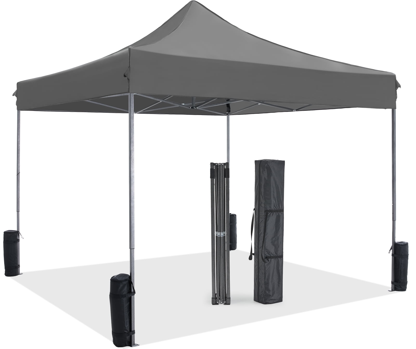 GIANNA 10x10 FT Pop Up Canopy Tent with Slant Legs and Carrying Bag, Easy Setup Outdoor Shelter for Patio, Garden, Beach, Gray