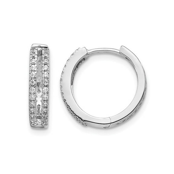 1/4 Carat (Ctw I2-I3, I-J) Diamond Huggie Hoop Earrings in 14K White Gold for Women