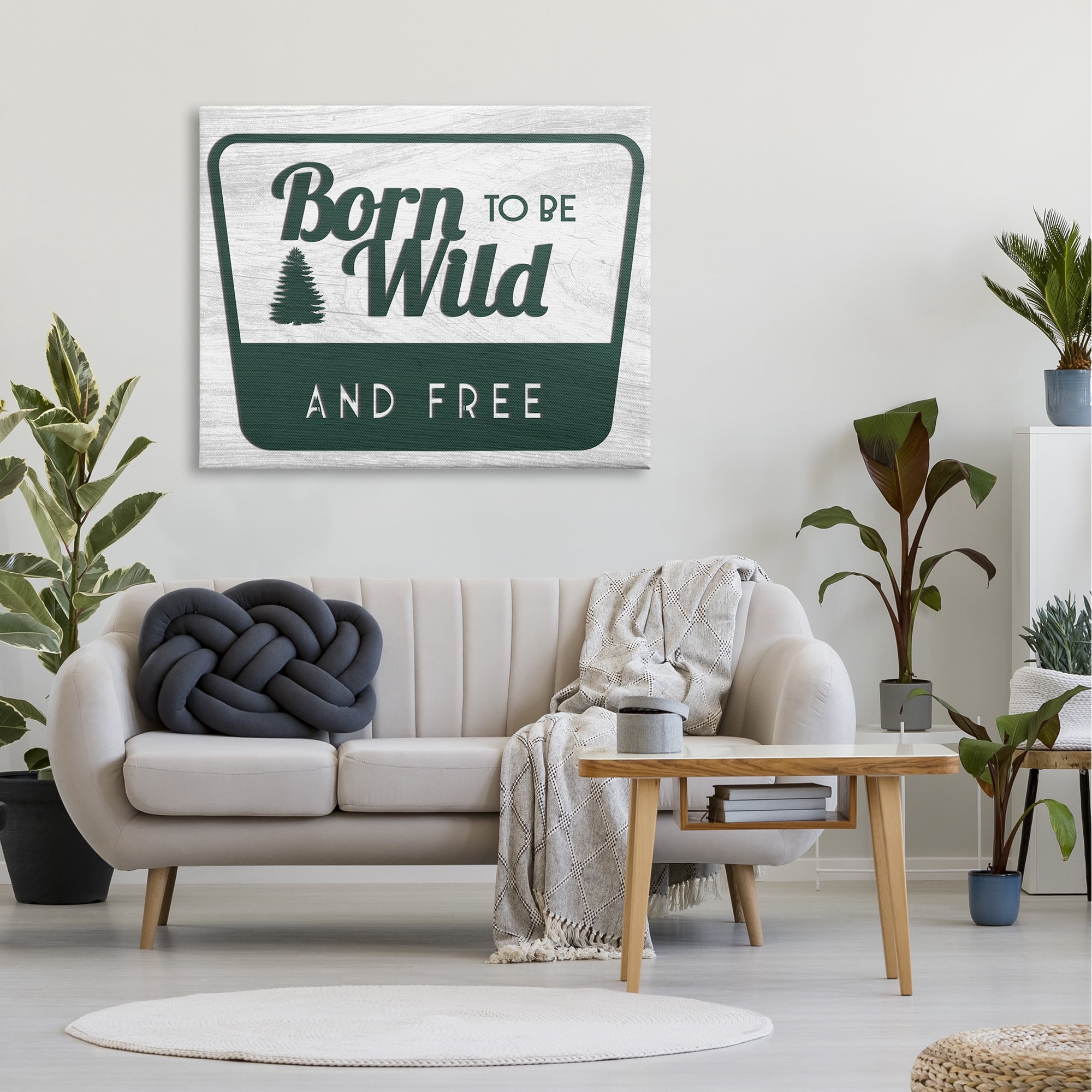 Stupell Industries Born Wild Free Rustic Green Cabin Sign , 48 x 36, Design by Lil' Rue