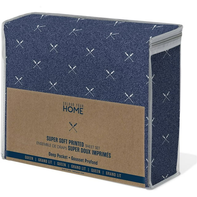 Safdie & Co. 4 Pièces Pagaies en Polyester Rustique Cottage Grand Ensemble en Bleu Marine
