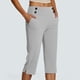 thumbnail image 2 of MKLEKYY Leggings Capris elásticos de cintura alta para mujer, para yoga, entrenamiento informal, pantalones capri, leggings rectos cortos, 2 of 5
