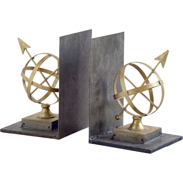 homeroots home decor 392136 Gold Tone Metal Sphere Compass Bookends