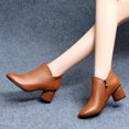 thumbnail image 3 of NECHOLOGY Botas Mujer Adulto Femenino Zapatos Botines para mujer mujer color sólido otoño tacones cuadrados cremallera botines cortos zapatos de punta redonda (Brown, 7), 3 of 4