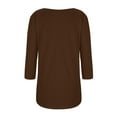 thumbnail image 4 of Htigea Womens 3 Buttons Tops Crewneck 3/4 Sleeve T Shirts Casual Tunic Tees to Wear with Leggings Brown,2XL, 4 of 4