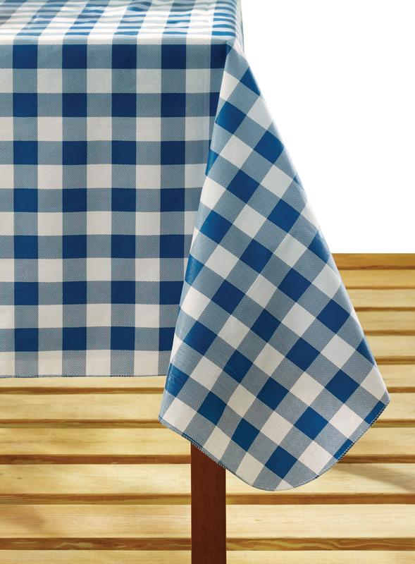 Mainstays Set of 2 Navy Check PEVA Tablecloth 60x84