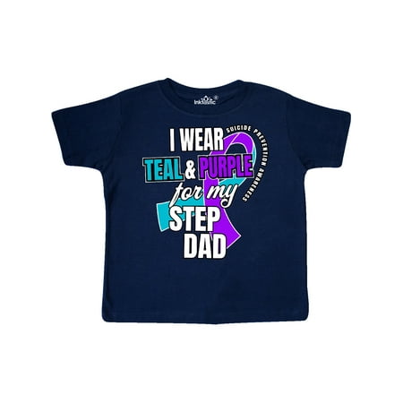 

Inktastic Suicide Prevention I Wear Teal and Purple for My Step Dad Gift Toddler Boy or Toddler Girl T-Shirt