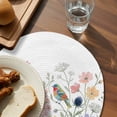 thumbnail image 3 of Spring Flowers Round 13 Inch Placemats Set of 2, Colored Birds Country Floral Leaves Botanical HeatResistant Non Slip Place Mats for Dining Table, Wipeable Braided Kitchen Table Mats for Housewarming, 3 of 9