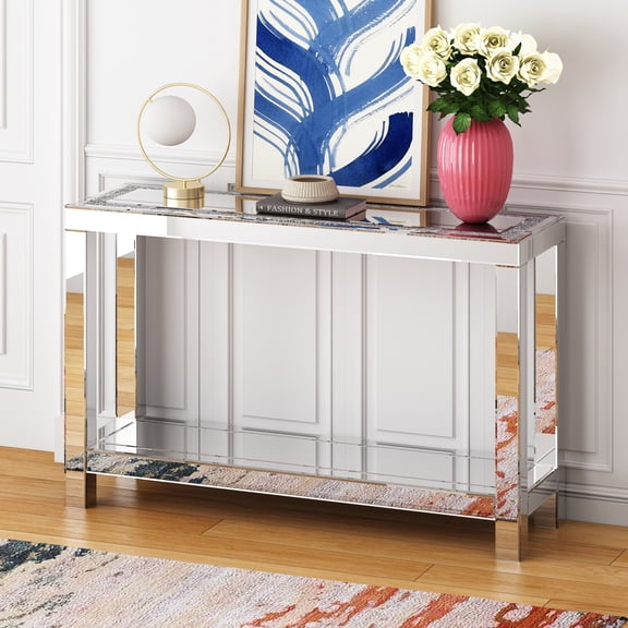 Mirror Glass Console Table