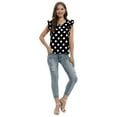 thumbnail image 5 of WBQ Women's Polka Dot Ruffle Sleeveless T Shirt Summer Casual Crewneck Tee Tank Tops Shirts, S-3XL, 5 of 6