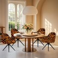 thumbnail image 4 of Xoenoiee Tiger Skin Pattern Velvet Curved Back Dining Room Chair Covers with Arms Stretch Swivel Bar Stool Chair Slipcover, Removable Vanity Kitchen Office Desk Armchair Protector Covers, 4 of 7
