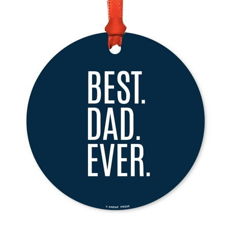 Round Metal Christmas Ornament, Best Mom Ever, Includes Ribbon and Gift Bag, Father's Day Birthday Present Gift (The Best Day App)