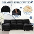 thumbnail image 5 of 106" U Shape Sectional Sofa Cloud Couch for Living Room, Upholstery Comfy Modular Sofas, 4 Seat Chenille U-Shaped Sleeper Sofa with Chaise Lounge, Ottoman & Pillows (Black), 5 of 11