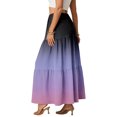 thumbnail image 4 of LWavelet Women Ombre Tiered Maxi Skirt Elastic High Waist With Pockets Casual Long Skirt Purple 2XL, 4 of 6
