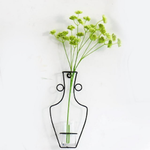 Florero de Retro, soporte para plant arreglo floral con copa de cristal, contenedor de terrario colgante para decoración de interior y 26x12.5x6cm Soledad florero