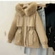 thumbnail image 4 of Parka gruesa con capucha para mujer, chaqueta acolchada de algodón con cuello de piel grande, desmontable, talla grande 3XL, Invierno, 4 of 5