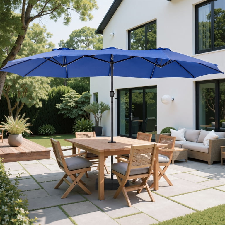 10x6 patio umbrella 10x6.5ft Rectangle Patio Umbrella with Crank and Steel Frame – Maypex main image 0