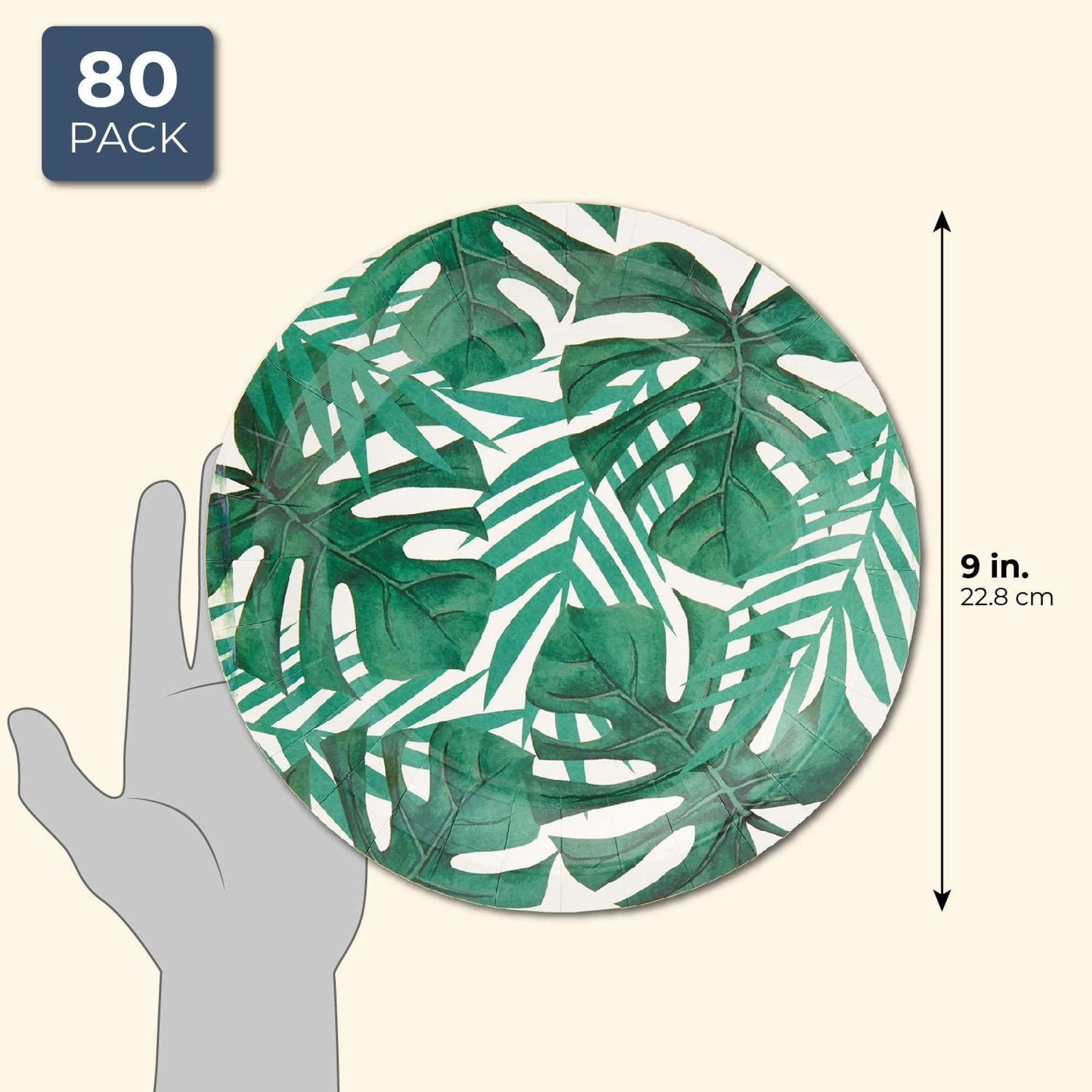 10pcs 7in/9in Thick & Sturdy Green Disposable Plates, , Compostable,  Light-weighted Paper Plate. Ideal For Birthday, Baby Shower, Wedding,  Hawaiian Party, Restaurant, Any Occasion.