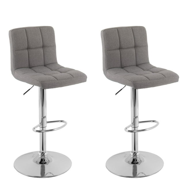 CorLiving Ensemble de 2 tabourets ajustables en tissu avec dossier carré mi-dos