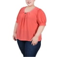 thumbnail image 2 of NY Collection Women's Plus Size Short Sleeve Balloon Sleeve Top With Hardware, 2 of 4