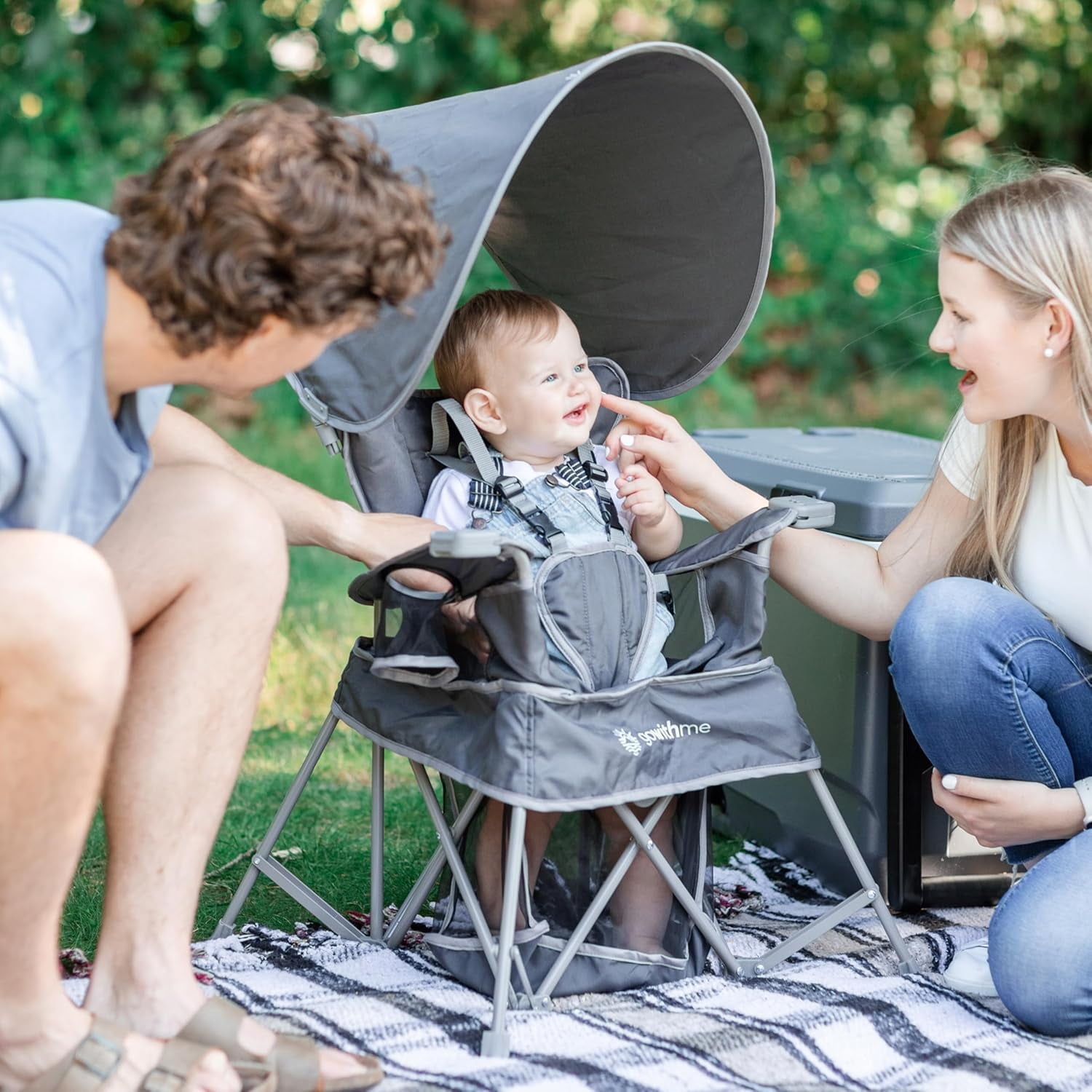 Go With Me Jubilee Deluxe Portable Infant Chair, Removable Canopy, Gray