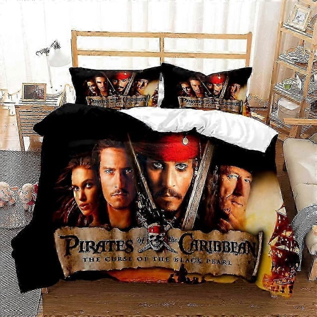 B541 Bed Sheets Pirates of the Caribbean Quilt Cover Pillowcase Bedding Three Piece Set Multi Size Comforter Set Duvet Cover Bedding Sets Bed Sheets H