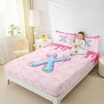 thumbnail image 4 of Feelyou Princess Ribbon Bow Queen Sheet Sets, Pink Donut Initial X Bed Set, 4 Pieces, 4 of 7