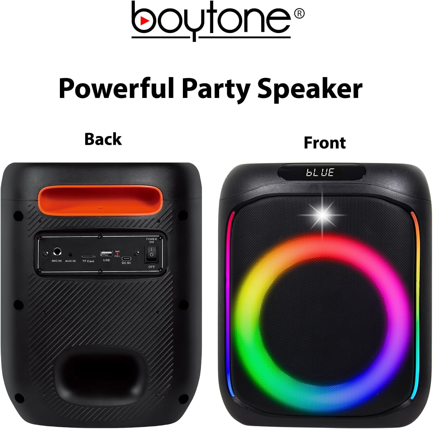 Boytone BT-63K Bluetooth Karaoke Machine - Portable Outdoor Wireless Speaker System with 8” Subwoofer Wire Microphones, Remote Control High-Fidelity Sound for Home Party Entertainment