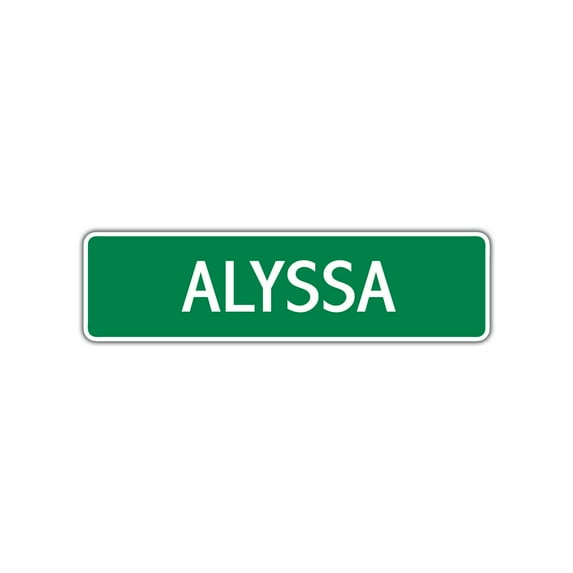 Alyssa Girls Children Name Letter Printed Indoor Outdoor Unique Wall Novelty Plaque Decoration Label Aluminum Metal Sign 4"x13.5"