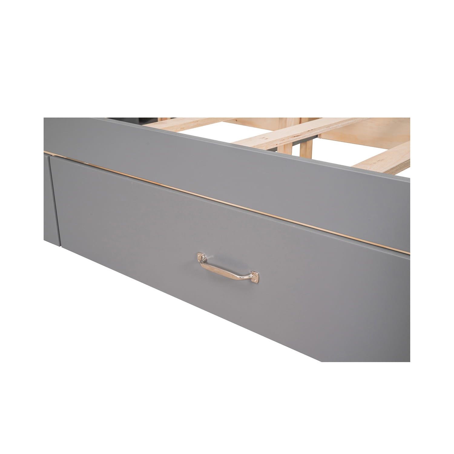 Kepooman Full Size Platform Bed Wood Bed Frame with Drawers and Storage Shelves, Grey Kepooman Full Size Platform Bed Wood Bed Frame with Drawers and Storage Shelves, Grey
