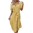 thumbnail image 2 of TopLLC Robe Sans Manches à Col Rond pour Femmes, Robe d'Été Décontractée à Manches Courtes avec Boutons et Lacets, 2 of 6