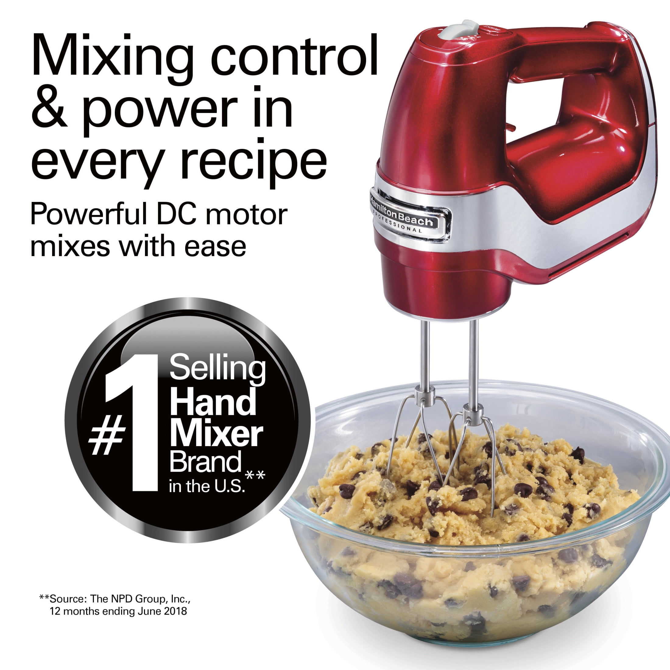 Hamilton Beach Professional 5-Speed Electric Hand Mixer with Slow Start & QuickBurst Technology, Mixer for Kitchen, Red