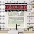 thumbnail image 4 of Chrsitmas Snowflake Valances for Windows Winter Snow Red Plaid Rod Pocket Curtain Valance Window Treatment Short Curtains for Kitchen Living Room, 42"x18", 4 of 5
