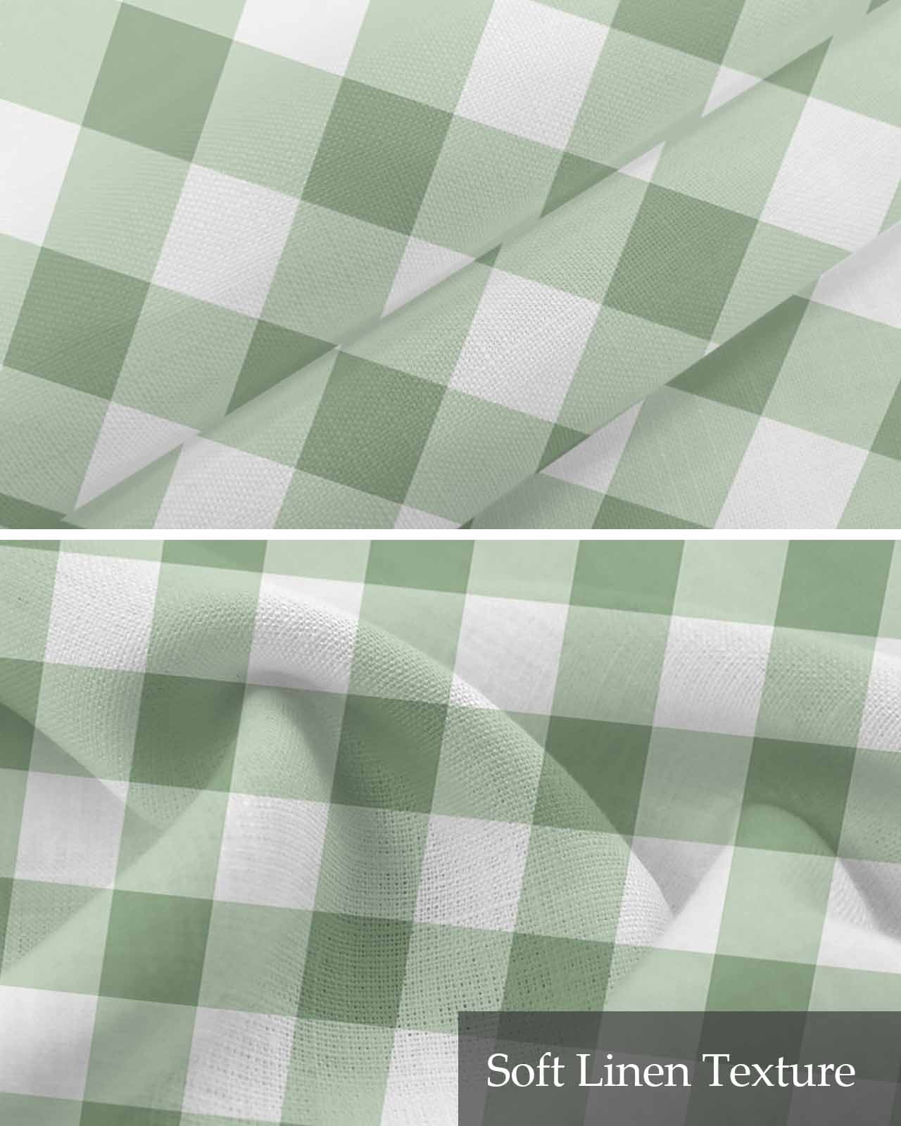 Sage Green Lattice Linen Curtain Valance for Bedroom/Bathroom/Kitchen/Office/Living/Dining Room Windows, Farmhouse Pastoral Buffalo White Check Rod Pocket Topper Decorative Cafe Drapes Panel 54"x18"