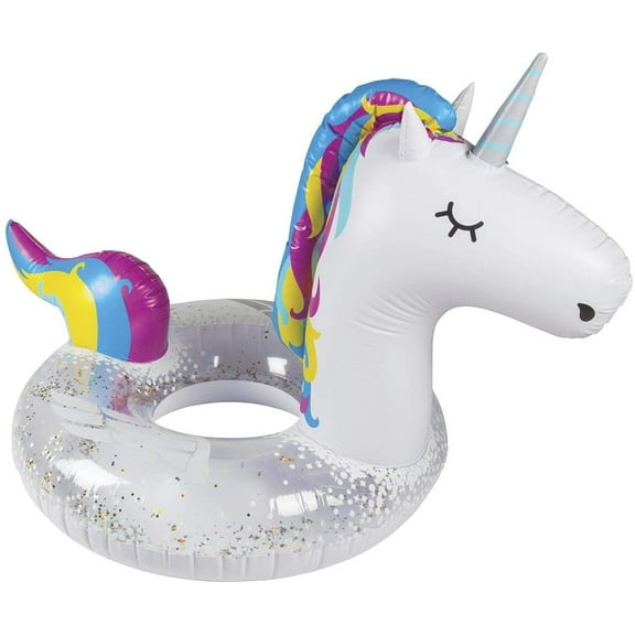 Big Mouth Toys BMT-BMPF-0065EU-C White Glitter Unicorn 4 Foot Inflatable Pool Float