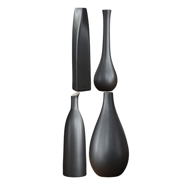 4 piezas de cerámica negro florero arreglo floral decoración de la Oficina del hogar Estilo P mayimx florero de cerámica