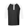thumbnail image 7 of Lumtrix Men's Henley Cotton Shirt Casual 3/4 Sleeve Lightweight Button Baseball T Shirts Raglan Classic Color Block Top Black S, 7 of 7