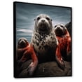 thumbnail image 2 of Designart "Silent Guardians Grey Red Seal" Animals Floater Framed Canvas Print, 2 of 7