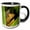 Black/White, variant on 3drose, Quirky Painting of a Praying Mantis Peeking from Behind Foliage, 15oz Two-tone Red Mug