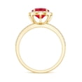 thumbnail image 2 of Rosec Jewels Lab Grown Ruby Oval Engagement Ring with Halo - 4 Carat - AAAA Grade - Certified Ruby Diamond Ring for Women, 10K Yellow Gold, US 11.50, 2 of 8
